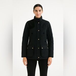 Lauren Ralph Lauren Black Quilted Hunting Field Jacket Petite Small